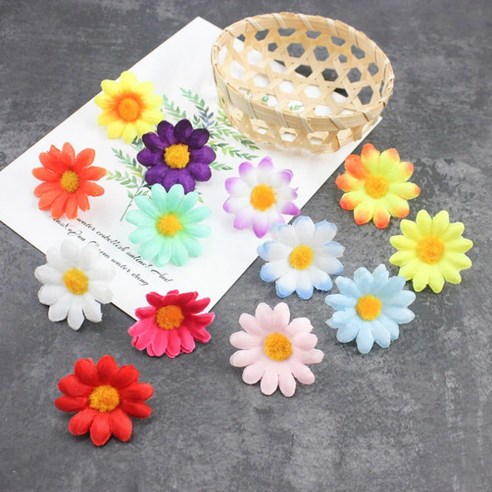 국화뿅뿅이 소형 약100개 조화 꽃장식 공예 재료, 소 약 100개, 노랑, 100개