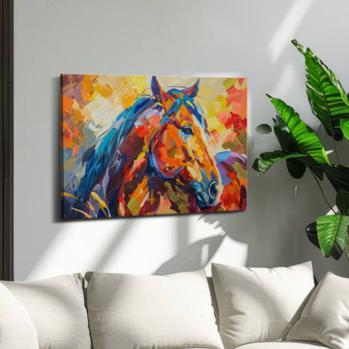 아트앤코 돈 들어오는 말 캔버스 그림 75x50cm 풍수지리 인테리어 대형 액자, AT3121 트렌드 리듬 호스 페이스