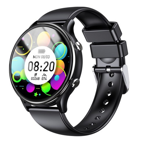 Luxeed 통화가능 스마트워치 1.27인치 원형 대화면 한국어 지원 운동 추적 밴드, 블루투스, 42mm, Black