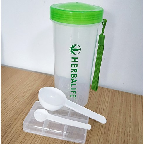 [XIG] 1000ml Herbalife 영양 스포츠 하이킹 물병 피트니스 밀짚 식품 등급 플라스틱 물병, Green Set
