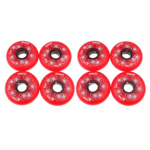 인라인 롤러 스케이트를위한 8 팩 교체 휠 84A 80MM, PU, 레드