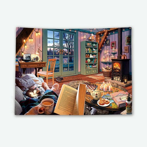 패브릭포스터 현관 거실 그림 R1721 벽면 장식화 창밖의 경치 분위기 장식품 큐티 침실 장식 그림, 색상 1