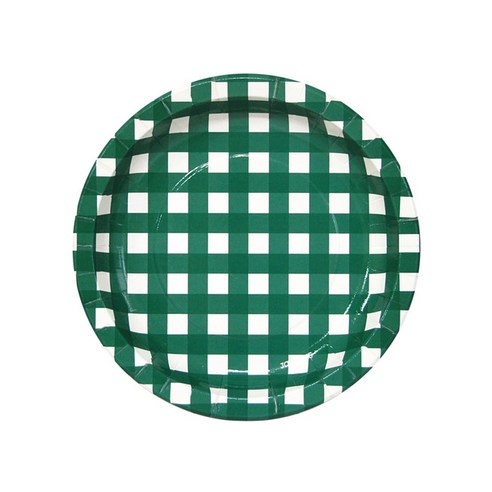 피플스파티 일회용 파티접시 (소) 체크무늬 18cm, 그린, 2개, 18개