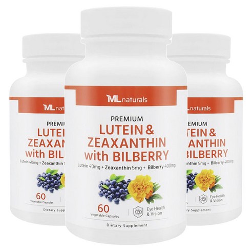 마이라이프내추럴스 프리미엄 루테인 40mg & 제아잔틴 5mg + 빌베리 400mg 베지터블 캡슐, 3개, 60정
