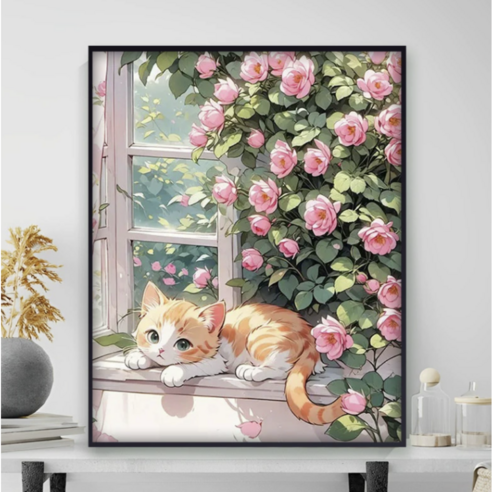 조이제이 21종 40x50 쉬운그림그리기 DIY 유화그리기세트 명화그리기, 018 고양이, 1개