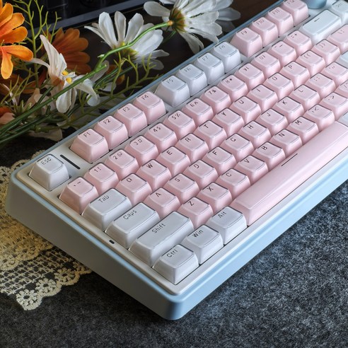 화이트 핑크 젤리 키캡 MDA 프로필 PC 2색 사출 성형 반투명 크리스탈 키캡 DIY 기계식 키보드