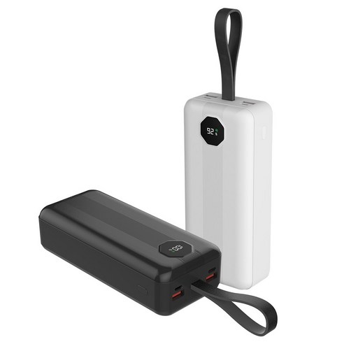 고속충전 PD 보조배터리 22.5W 30 000mAh 4대 동시 빠른 충전 LED 캠핑 랜턴 기능 차박 여행, 블랙