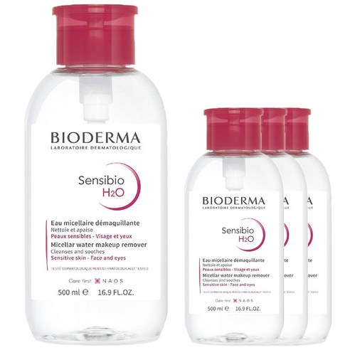 바이오더마 센서바이오 H2O 미셀라 워터 메이크업 리무버, 4개, 500ml