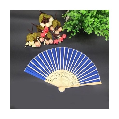 전통부채 맞춤형 인쇄 각인 결혼식 축하 실크 팬 이름 천 핸드 결혼 선물 20/40 개/로트, 40pcs, royal blue