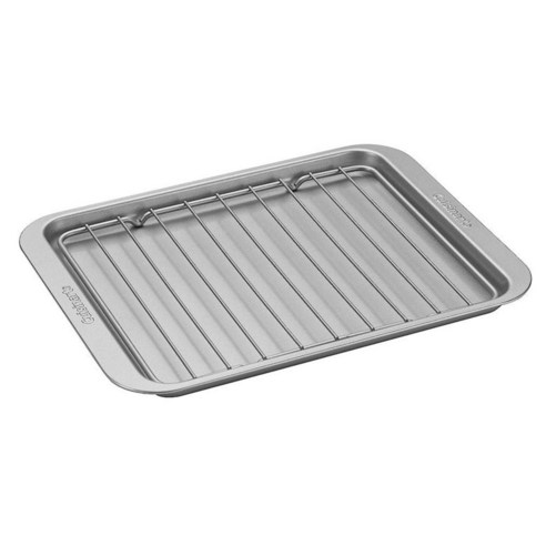 쿠진아트 Cuisinart 논스틱 에어프라이어 바구니 TOA-60 TOA-65 ANS-TOA2528과 호환 실버, Broiling Pan w/ Rack, 1개