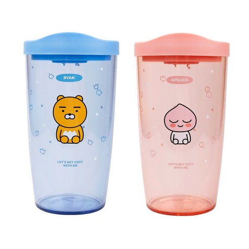 카카오프렌즈 컬러 슬라이드 텀블러, 라이언+어피치