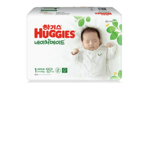 하기스 네이처메이드 밴드형 기저귀 1단계 (3~4.5kg) 아동용, 114매 하기스네이처메이드2단계