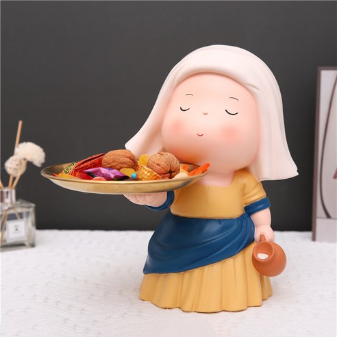 창조적 인 선물 큰 예술가 트레이 룸 홈 침실 현관 장식 데스크탑 키 저장 상자 장식품, P018A우유 메이드 노란색 한 손 쟁반을 부어