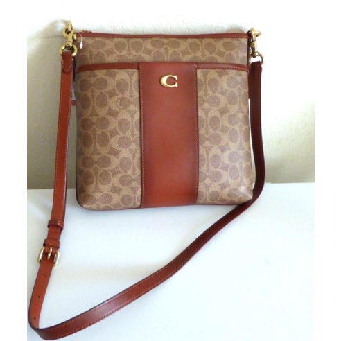 코치 키트 메신저 시그니처 캔버스 탠러스트 송아지 가죽 크로스바디 CC517 가방
