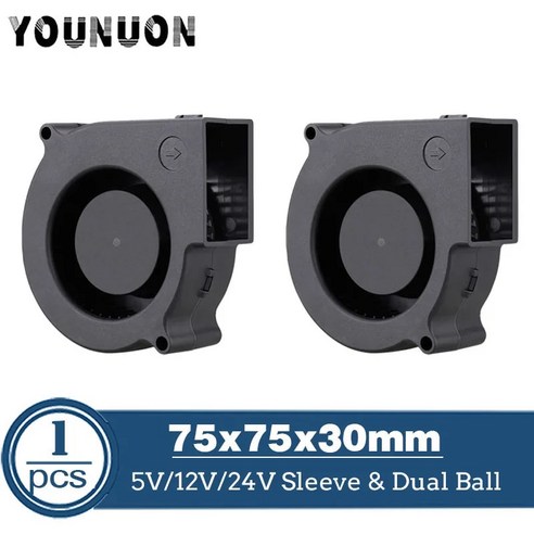 케이스팬쿨러 DC 5V 12V 24V 75mm x 30mm 원심 송풍기 7530 75cm 듀얼 볼 터보 라디에이터 정수기 방열판, 1)5V USB 1PCS 7530 Blower