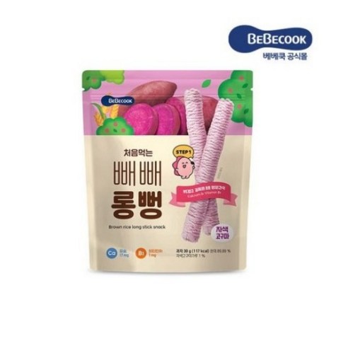 베베쿡 처음먹는 빼빼롱뻥 30g, 4개, 자색고구마