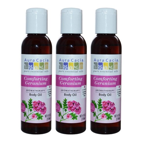 아우라카시아 아로마테라피 바디 오일, 118ml, 3개, Comforting Geranium