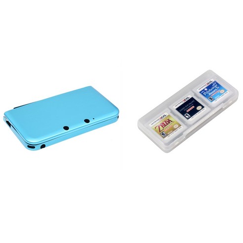 Nintendo 3DS XL LL Azure & Clear 6에서 알루미늄 가방 1 게임 카드 저장 케이스 Nintendo 3DS XL LL NDS DSI, Azure & White., 하나