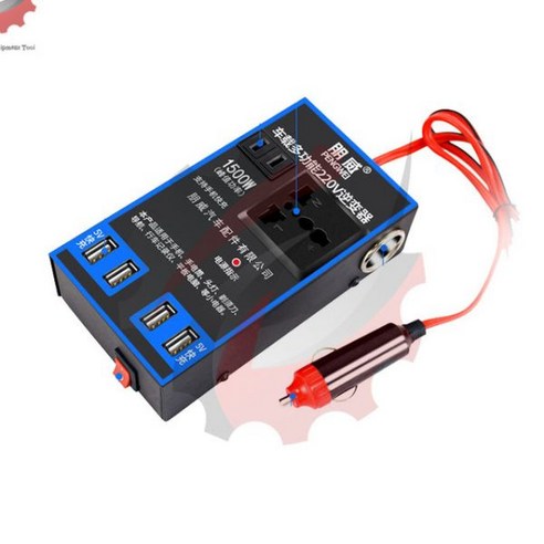 1500W 차량용 인버터 DC 12V 24V 220V 전원 4 USB 다기능 가정용 콘센트 가전제품 승압 안정기, 1) Blue