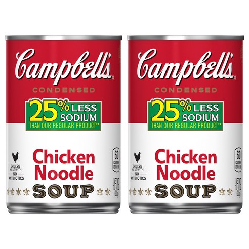 캠벨스 컨덴스드 치킨 누들 수프 25% 레스 소듐, 305g, 2개