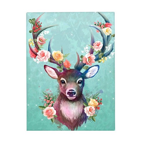 오늘의오브제 DIY 보석십자수 패브릭 원단형 35x25cm, 2_20_행운을 부르는 사슴2, 1개