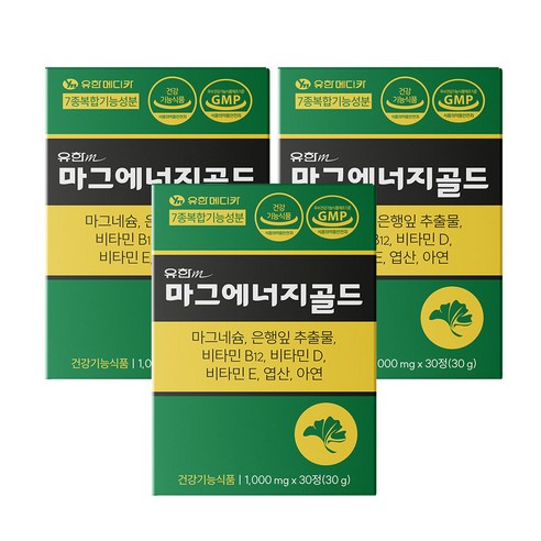유한메디카 마그에너지골드 마그네슘 350mg 손 발 저림 혈행개선 근육통 영양제, 3개, 30정