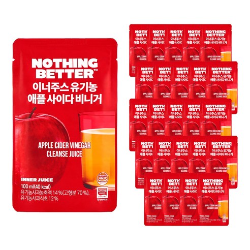 낫띵베럴 이너주스 애사비 유기농 애플사이다비니거, 24개, 100ml