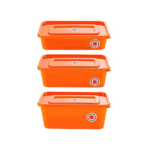 푸레시 신선박스 스몰팩 밀폐용기 3종 세트 오렌지, 1세트, 밀폐용기 500ml + 700ml + 900ml