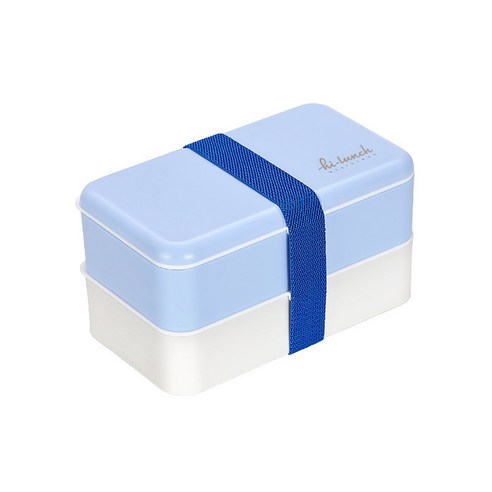 간략 일식 이중 플라스틱 도시락 학생 직장인 휴대용 도시락 식당 전자파 도시락 점심 도시락, 벽락-남색[스티커 필요 없음], 1.2L