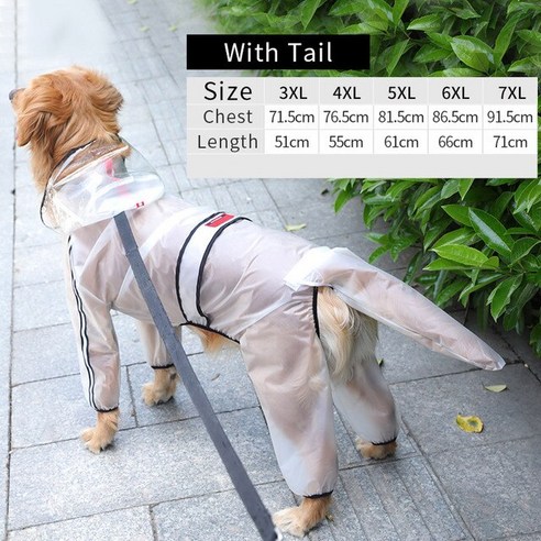 HOOPET Dog Riancoat Jumpsuit raincoat for Dogs 애완 동물 망토 래브라도 방수 골든 리트리버 자켓 반려동물 옷, [04] Without Tail, [04] 6XL, 04 Without Tail_04 6XL