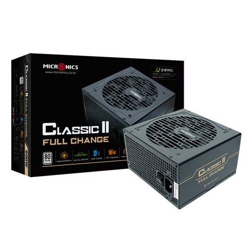 마이크로닉스 Classic II 풀체인지 600W 80PLUS 230V EU 파워서플라이 HP1-N600ST-E12S를 마이크로닉스 Classic II 600W 80PLUS 풀체인지 파워서플라이로 다시 작성할 수 있습니다. 
PC부품