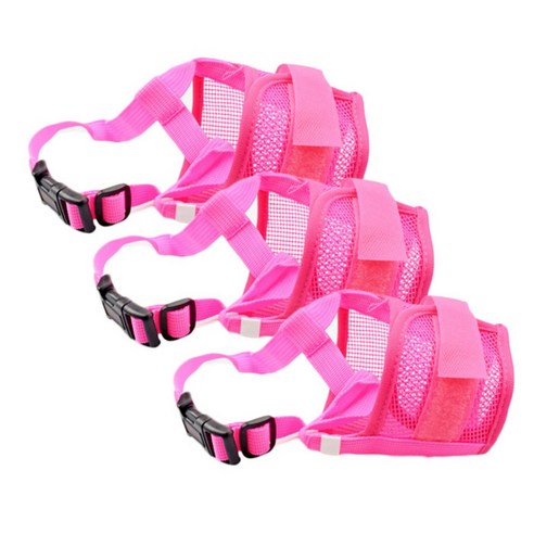 펫나인 강아지 행동교정 매쉬 입마개 L, 핑크, 3개입