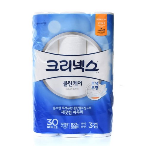 크리넥스 클린케어 3겹 30M, 30롤, 1개
