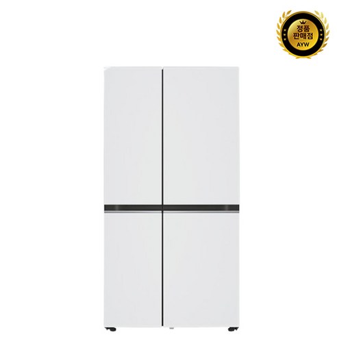 LG전자 디오스 오브제컬렉션 양문형 냉장고 메탈 832L 방문설치 화이트 + 화이트, S834MWW12 섬네일