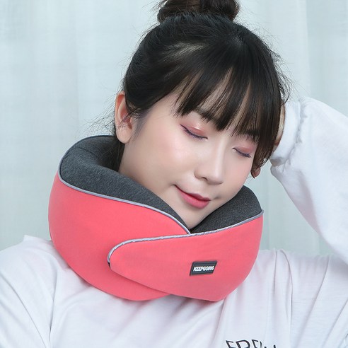 [LM] 여행 U 모양 베개 휴대용 머리 턱 지원 쿠션 비행기에 잠자는 이동식 및 빨 수있는 자동차 오피스 목 베개, {"크기":"25x25x12cm"}, pink