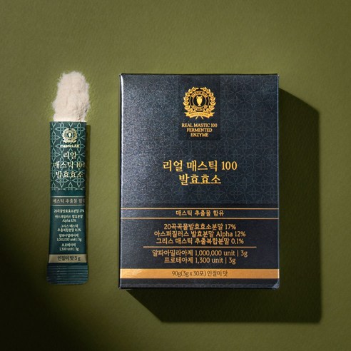 매스틱 효소 리얼매스틱100 발효 소화 곡물20종 인절미맛, 1박스, 30회분