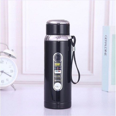 대용량 진공 스테인리스강 보온컵 야외 간편 휴대 운동 주전자 선물컵, 검정색, 600ml