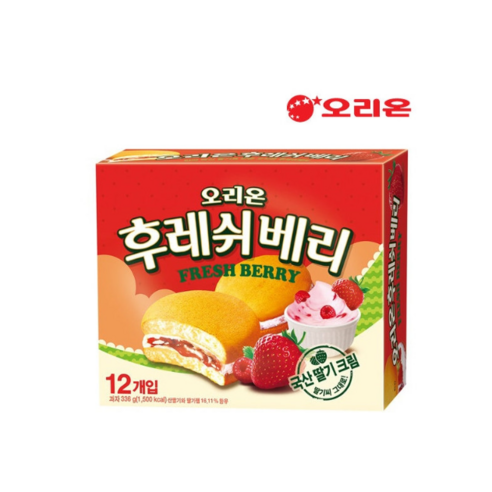 오리온 딸기 후레쉬베리, 360g, 1개 
과자/초콜릿/시리얼