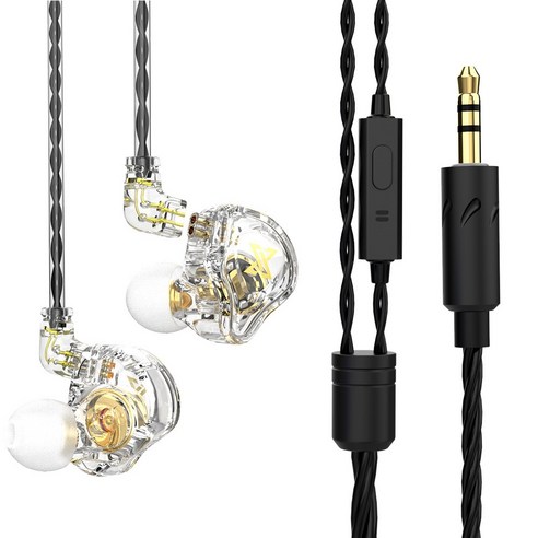 DFMEI QKZ AK MAX 이어링 헤드폰 HiFi 음질 중저음 라인 컨트롤 유선이어폰, 06 transparent with mic
