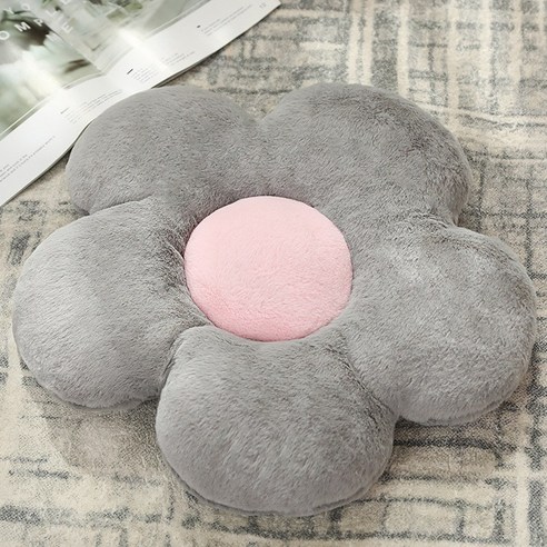 벨벳 꽃 방석 홈 소파 방석 부드럽다 데이지 사무실 의자 방석, 회색/회색, 45*45cm
