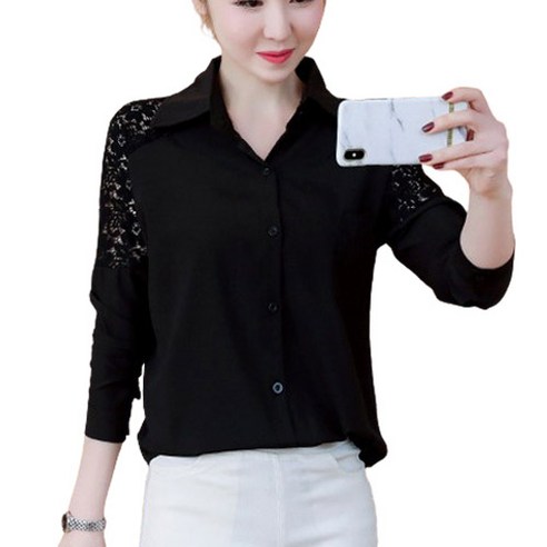 리더스타 여성셔츠 여성블라우스 박시핏 가오리 자수 루즈핏 셔츠 블라우스