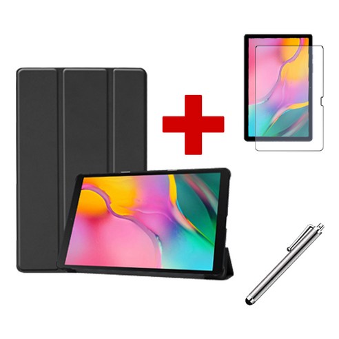 갤럭시탭A 8.0 북커버 케이스+액정필름+터치펜 SM-T290N T295N 케이스나라, 블랙