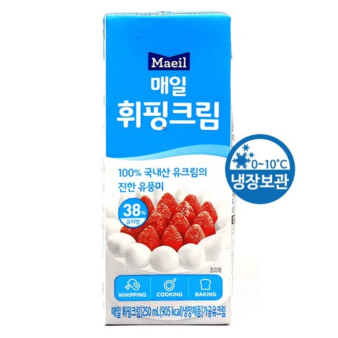 쿡앤베이크 무료냉장포장 무가당 매일 휘핑크림 250ml, 1개