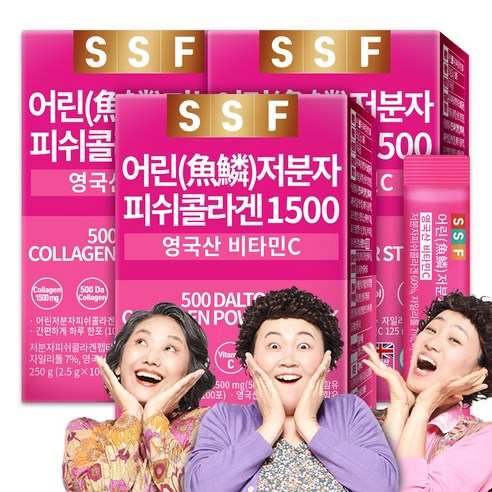 순수식품 500달톤 저분자 피쉬 콜라겐 1500mg 스틱 3박스(300포) 실속형 비타민C, 250g, 3개