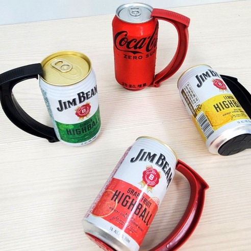 355ml 뚱캔에 딸칵 캔맥주 필수템 캔 손잡이 캔홀더 캔그립, 2개, 블랙