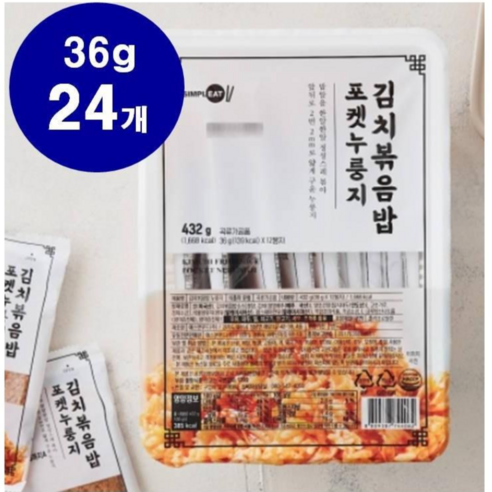 [심플잇] 포켓 누룽지 김치볶음밥 432g (12봉지)외 모음 /식사대용/간편식, 36g, 24개