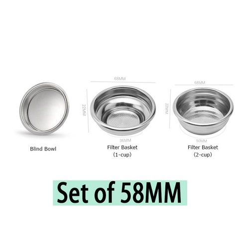 TS GLOBAL 커피 필터 바구니 51mm/54mm/58mm 클린 컵 E61/Delonghi/Breville Portafilter 액세서리 용 가압, 08 51 54mm