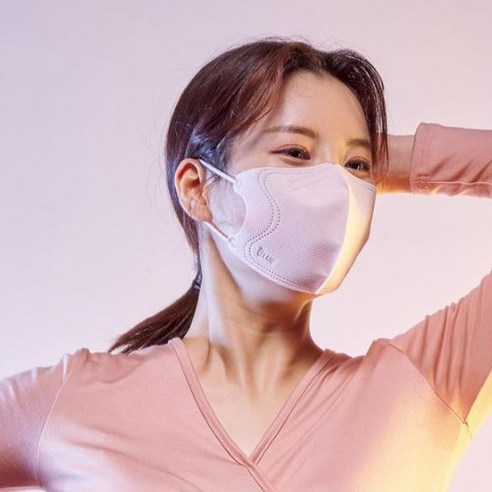 블루본 아이노우 코지업 대형 스트랩 일체형 마스크 40매, 핑크