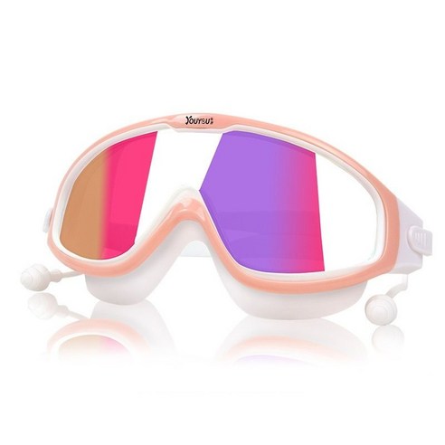 세계일주 귀마개가있는 수영 고글 눈 보호 장비 방수 및 안개 방지, 핑크 (다채로운) 코 클립 귀마개