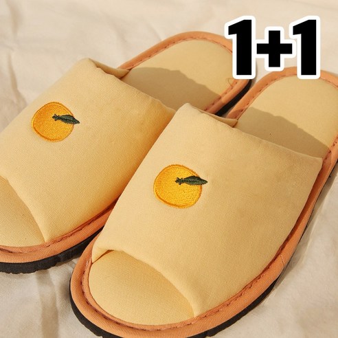 Free 사이즈 층간소음 완화 자수 슬리퍼 1+1, 탱글탱귤, 2개